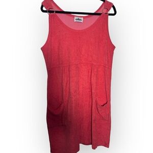 90S Metropolitan Terrycloth Jumper‎ dress Bright Orange coverup slob chic style